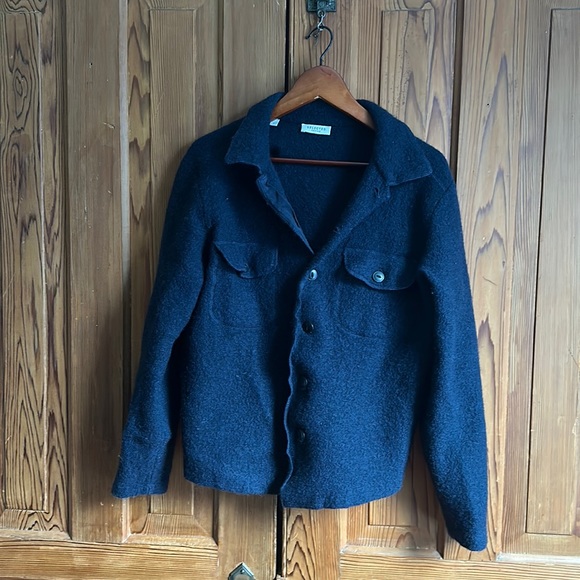 Selected Homme Wool Button Down Navy Blue - Picture 1 of 8